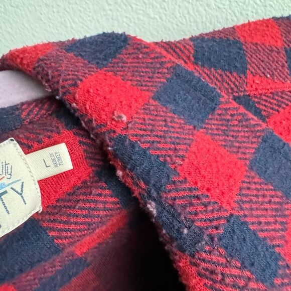 $178 Faherty Mens Legend Sweater Flannel Shirt Red Black Buffalo Size Large - Picture 10 of 13